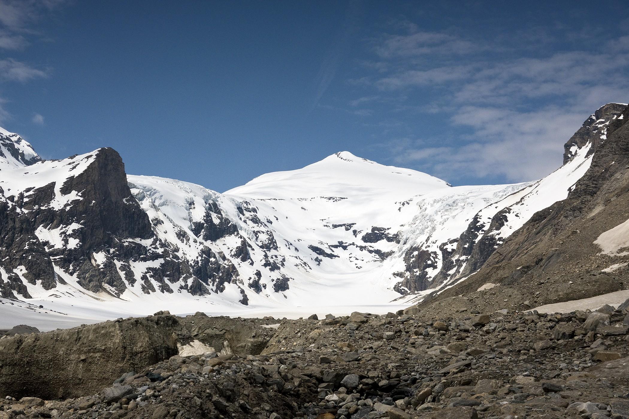 Moränenschutt und Mont Blanc